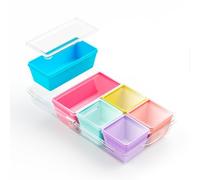 Gemice Moldes de silicona para congelador sin BPA con base, paquete individual de 6 cubos de sopa de 1 taza y 2 tazas, bandeja de congelador con tapas para almacenamiento de alimentos, aptos para