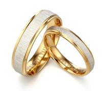 Gemini Dos tonos Anillo de oro Anillo de plata Anillo de compromiso(con grabado personalizable, de titanio) 4mm 6mm