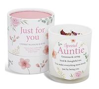 Gemini Gifts Vela para tía Que es un Regalo pensativo para tía y Regalos para tía cumpleaños para tía Vela de SOYA con Cuarzo Rosa y pétalos de Rosa