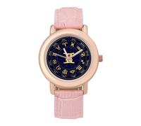 Gemini Horoscope Circle - Reloj de pulsera para mujer, elegante, analógico, de cuarzo, correa de piel