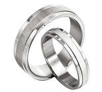 Gemini Juego de anillos de boda de plata cepillada para él y ella