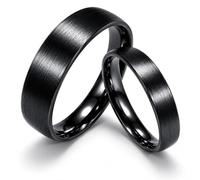 Gemini Juego de anillos de boda personalizados para él y ella, color negro cepillado