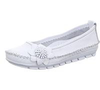 Gemini Mocasines de Cuero para Mujer 003127-01, Talla:37 EU, Color:Blanco