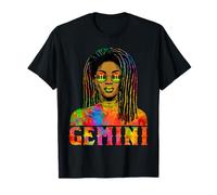 Gemini Queen Loc'd Mujer Negra Zodiaco Africano Cumpleaños Camiseta
