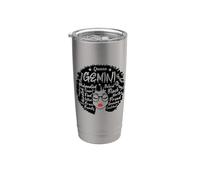 Gemini Queen Zodiac Melanin Afro Cabello Palabras Personalidad Vaso térmico de acero inoxidable de doble pared