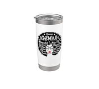 Gemini Queen Zodiac Melanin Afro Cabello Palabras Personalidad Vaso térmico de acero inoxidable de doble pared