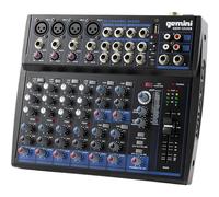 Gemini Sound GEM-12USB Mezclador analógico de 12 canales compactos que incluye 4 canales de micrófono, EQ de 3 bandas, reproducción USB de la memoria USB y Streaming Bluetooth