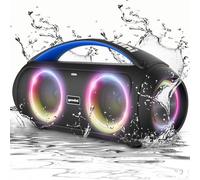 Gemini Sound GGO-230L Altavoz portátil inalámbrico Bluetooth IPX5 impermeable Boombox Party Speaker 50W de potencia máxima, iluminación LED para fiestas, sintonizador de radio FM, capacidad de banco