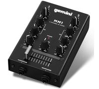 Gemini Sound MM1 Audio profesional de 2 canales Entrada de micrófono DUAL de 2 canales Estéreo de 2 banda Rotary COMPACT DJ Mezclador de podcast con Fader Cross-Fader y Control de ganancia individual