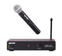 Gemini UHF Series UHF-01HL-F1 - Sistema de audio profesional DJF y micrófono de mano con alcance de 150 pies