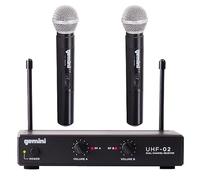 Gemini UHF Series UHF-02M-S12 - Sistema de Audio Profesional para DJ (Sistema UHF inalámbrico de Doble Canal y micrófono inalámbrico de Mano Rango de Funcionamiento de 150 pies)
