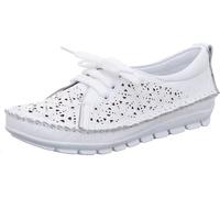 Gemini Zapatillas en Piel con Cordones para Mujer 382644-01, Talla:42 EU, Color:Blanco