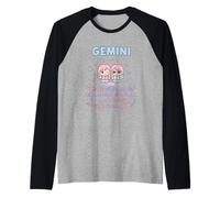 Gemini Zodiac Cute Twins Astrología Humor Diseño Camiseta Manga Raglan
