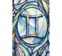 Gemini Zodiac Journal - Faux-Iridescent Stained Glass Design, 6x9 Lined Notebook: Fantasy-Inspired Celestial Cover | Mystical Astrology Gift | Moody Folklore Style