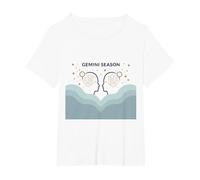 Géminis Temporada Celestial Zodiaco Arte Astrología Camiseta, Mujer Tallas Grandes, Blanco, 2XL Grande