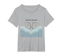 Géminis Temporada Celestial Zodiaco Arte Astrología Camiseta, Mujer Tallas Grandes, Gris Jaspeado, 2XL Grande