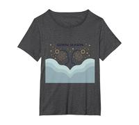 Géminis Temporada Celestial Zodiaco Arte Astrología Camiseta, Mujer Tallas Grandes, Jaspeado Oscuro, 2XL Grande