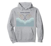 Géminis Temporada Celestial Zodiaco Arte Astrología Sudadera con Capucha, Unisex para Adultos, Gris Jaspeado, XXL