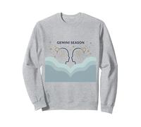 Géminis Temporada Celestial Zodiaco Arte Astrología Sudadera, Unisex para Adultos, Gris Jaspeado, M