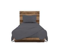 GEMITEX Juego de Cama Fabricado en Italia de 100% algodón Liso, Individual, línea algodón en Color Gris, con Tratamiento Antiarrugas y hipoalergénico
