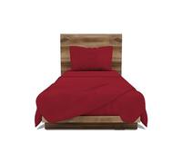 GEMITEX Juego de Cama Fabricado en Italia de 100% algodón Liso Individual línea algodón en Color Rojo con Tratamiento Antiarrugas y hipoalergénico