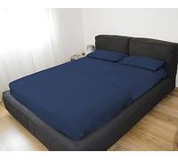 GEMITEX Juego de Funda nórdica para Cama de Matrimonio, Color Azul, no Necesita Planchado, Aspecto Satinado, 100% Microfibra de poliéster, Consta de 2 sábanas Planas y 2 Fundas de Almohada, Fabricado