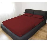 GEMITEX Juego de Ropa de Cama de Matrimonio, Color Burdeos, no Necesita Planchado, Aspecto Satinado, 100% Microfibra de poliéster, Compuesto por 2 sábanas encimeras y 2 Fundas de Almohada, Color