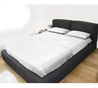 GEMITEX Juego de Ropa de Cama Doble en Color Blanco, no Necesita Planchado, Acabado Satinado, 100% Microfibra de poliéster, Compuesto por 2 sábanas encimeras y 2 Fundas de Almohada, Fabricado en