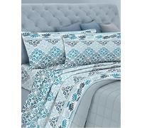 GEMITEX Juego de sábanas de algodón 100% algodón, Transpirable, sin sustancias nocivas, Calidad certificada Standard 100 by Oeko-Tex Fiducia nel Textil, matrimonial, G24/Blue, diseñado en Italia