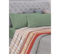 GEMITEX Juego de sábanas Fabricado en Italia, 100% algodón, diseño 09/1004 escocés Naranja, para Cama de Matrimonio, línea algodón IN, Color Naranja, con Tratamiento antipilling e hipoalergénico