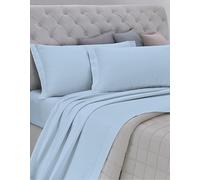 GEMITEX Juego de sábanas Fabricado en Italia de Franela de 100% algodón, para Cama de Matrimonio, línea Enjoy, Color Liso Azul, con Tratamiento antipilling, Invernal, cálido y Ahorro en el Calor