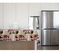 GEMITEX Mantel Tradicional, Afelpado, Encerado, Impermeable y Antimanchas, decoración 4142 Shabby Chic Rojo, Ideal para mesas cuadradas y Redondas de 4 Personas, 140 x 140 cm, Fabricado en Italia,