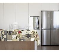 GEMITEX Mantel Tradicional, Afelpado, Encerado, Impermeable y Antimanchas, decoración 4143 Shabby Chic, Ideal para mesas cuadradas y Redondas de 4 Personas, 140 x 140 cm, Fabricado en Italia, Acabado