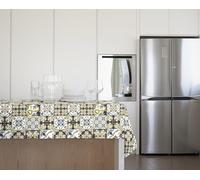 Gemitex Mantel Tradition, felpa, encerado, impermeable y antimanchas, decoración 4102 mayólica azul, ideal para mesas cuadradas y redondas de 4 personas, 140 x 140 cm, fabricado en Italia, acabado con