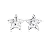 GemKing BSE965 Star Ear Studs Size：12 * 13mm 925 Sterling Silver+Plated White Gold