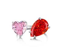 GemKing DY120172-S-W-BF Stacking Eternity Wedding Ring Set 925 Jade Heart Rings Jewelry Women Adjustable Compromiso Sterling Silver Ring, Plata de ley, Sin piedra preciosa