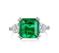 GemKing DY120557-S-W-GN-8 Rhodium Plated 925 Sterling Silver Square Infinite Elements Diamond 8A CZ Cubic Zirconia Women Bridal Engagement Ring