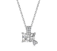 GemKing DY190344-S-W-WH Luxury Women Fine Jewelry 925 Sterling Silver Rhodium Plated Baguette 5A Cubic Zirconia Hallow Out Halo Pendant Necklace