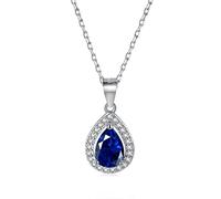 GemKing DY190348-S-W-BU Custom Jewelry Drop Dainty 925 Sterling Silver Charms Necklaces Set Zirconia Heart Pendant Necklace For Women