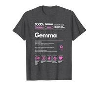 Gemma Nombre Regalo para Mujeres Gemma Sarcástico Información nutricional Camiseta, Hombre, Jaspeado Oscuro, 4XL