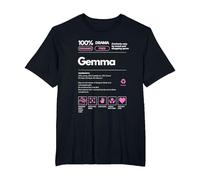 Gemma Nombre Regalo para Mujeres Gemma Sarcástico Información nutricional Camiseta, Hombre Tallas Grandes, Negro, 4X Alto
