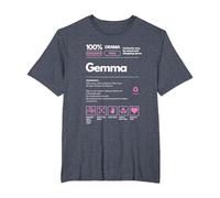 Gemma Nombre Regalo para Mujeres Gemma Sarcástico Información nutricional Camiseta, Hombre Tallas Grandes, Azul Jaspeado, 4X Alto
