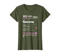 Gemma Nombre Regalo para Mujeres Gemma Sarcástico Información nutricional Camiseta, Mujer, Verde Oliva, 3XL