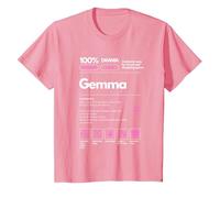 Gemma Nombre Regalo para Mujeres Gemma Sarcástico Información nutricional Camiseta, Niños, Rosado, 4 años