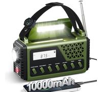 Gemmac 10000mAh Radio a Pilas con Bluetooth, Am/FM/SW Transistor Radio Solar de Emergencia con Manivela Portátil Pequeña Power Bank, Alarma SOS, Brújula, Linterna, Luz de Lectura para Supervivencia