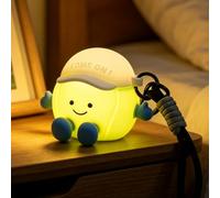 Gemmac Luz Nocturna Infantil Tennis de Silicona Suave con Cordón | 3 Niveles de Intensidad, 7 Colores, Silicona BPA, Recargable por USB-C, Control Táctil, Luz Bebe Nocturna Niños Dormitorio