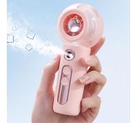 Gemmac Portátil Ventilador Pulverizador Agua, Mini Ventilador de Mano Portátil con Batería USB Recargable 2000mAh 4 Velocidades, Rosa Turbo Abanico con Spray para Maquillaje/Hogar/Camping Regalo Mujer