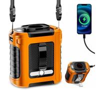 Gemmac Ventilador Portátil 5 Velocidades 3 en 1 - Batería 10,000mAh, Pantalla LED, Linterna 2 Luces (Blanca & Roja/Verde), 4 Modos Montaje (Cuello/Clipe/Soporte), USB-C para Camping, Oficina, Ciclismo