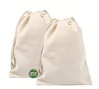 GEMMAHW 2 Piezas Bolsas de Lavandería Extra Grandes 100% Algodón, 50x75 cm, Reutilizables con Cordón, Lavables a Máquina, para Ropa Sucia, Viajes y Almacenamiento