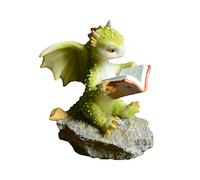 Gemmia Figura de dragón de jardín de Hadas en Miniatura- Lectura Dragón sobre Roca